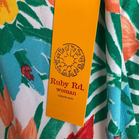 Ruby Rd. Tropical Splash Colorful Flowy Beachy Floral Asymmetrical Maxi Skirt 1X - Picture 7 of 11